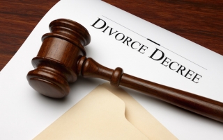 Divorce decree with gavel, tax attorney