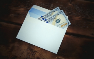 Money envelope (wooden table)